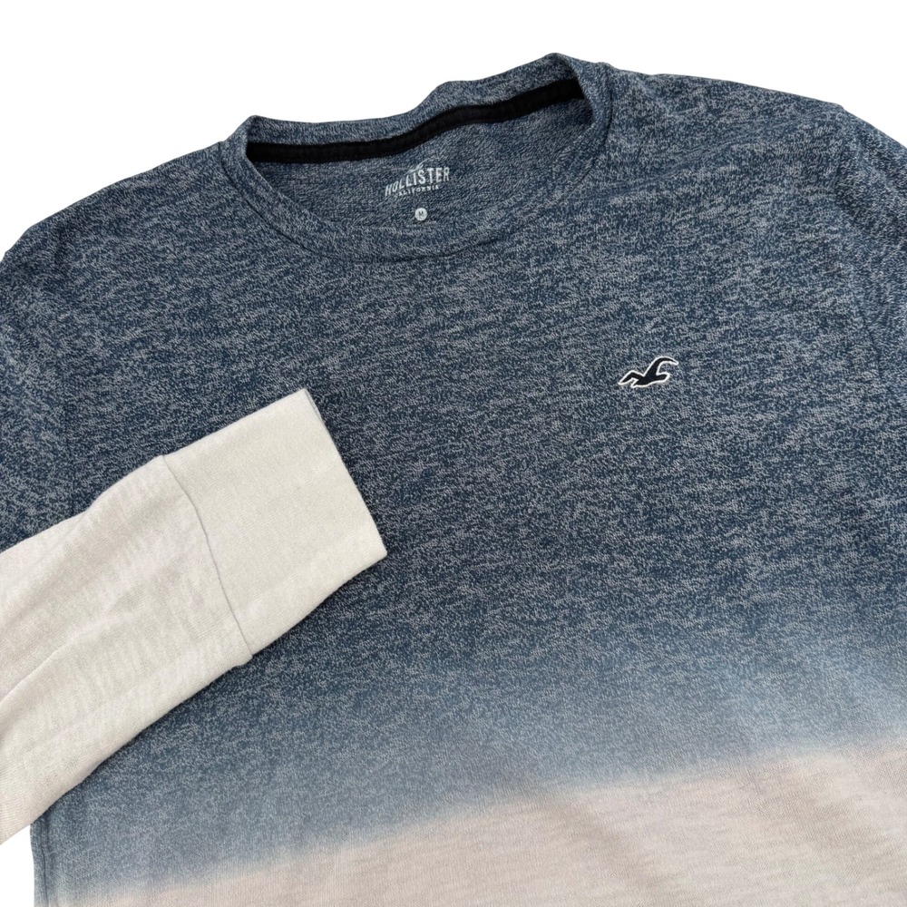Hollister California Men's Long Sleeve‎ Ombre T Shirt Size M Blue White